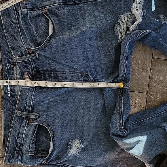 Old Navy High-Rise Raw Hem Distressed No Strech Straight Leg Jeans Sz 10 - Picture 8 of 9